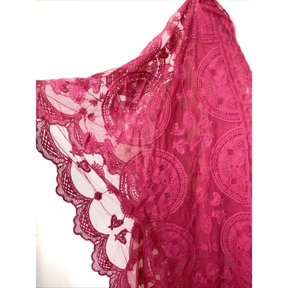 Sol & Sea Swimsuit Coverup Size L/XL Pink Sheer Mesh Embroidery Periwinkle Tunic - Picture 5 of 12